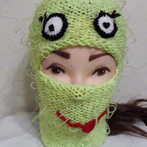 Handmade Frog Balaclava – Textured Crochet Ski Mask